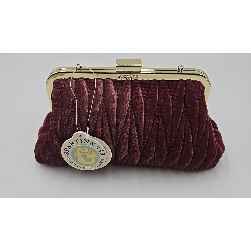 NWT Spartina 449 Velvet Dusty Mauve Southern Old-money Kiss Lock Clutch Purse - Picture 2 of 14
